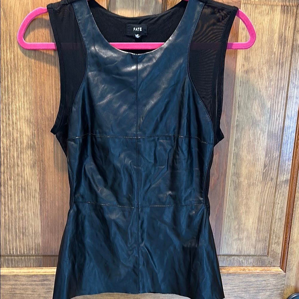 Fate Women's Black Faux Leather Tank Top